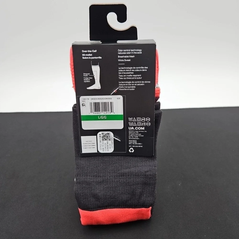 Under Armour UA Magnetico Pocket Soccer Over The Calf Socks Black Pink Sz 8.5-13